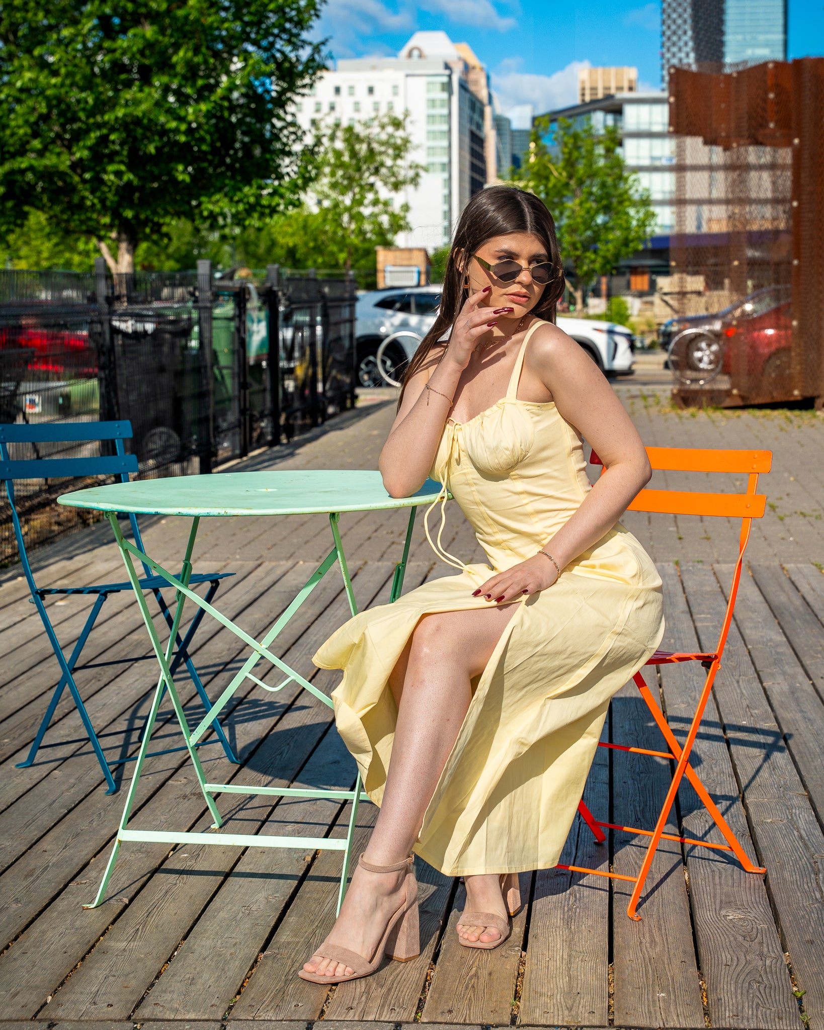 Yellow Plain Bustier Sundress - Sleeveless