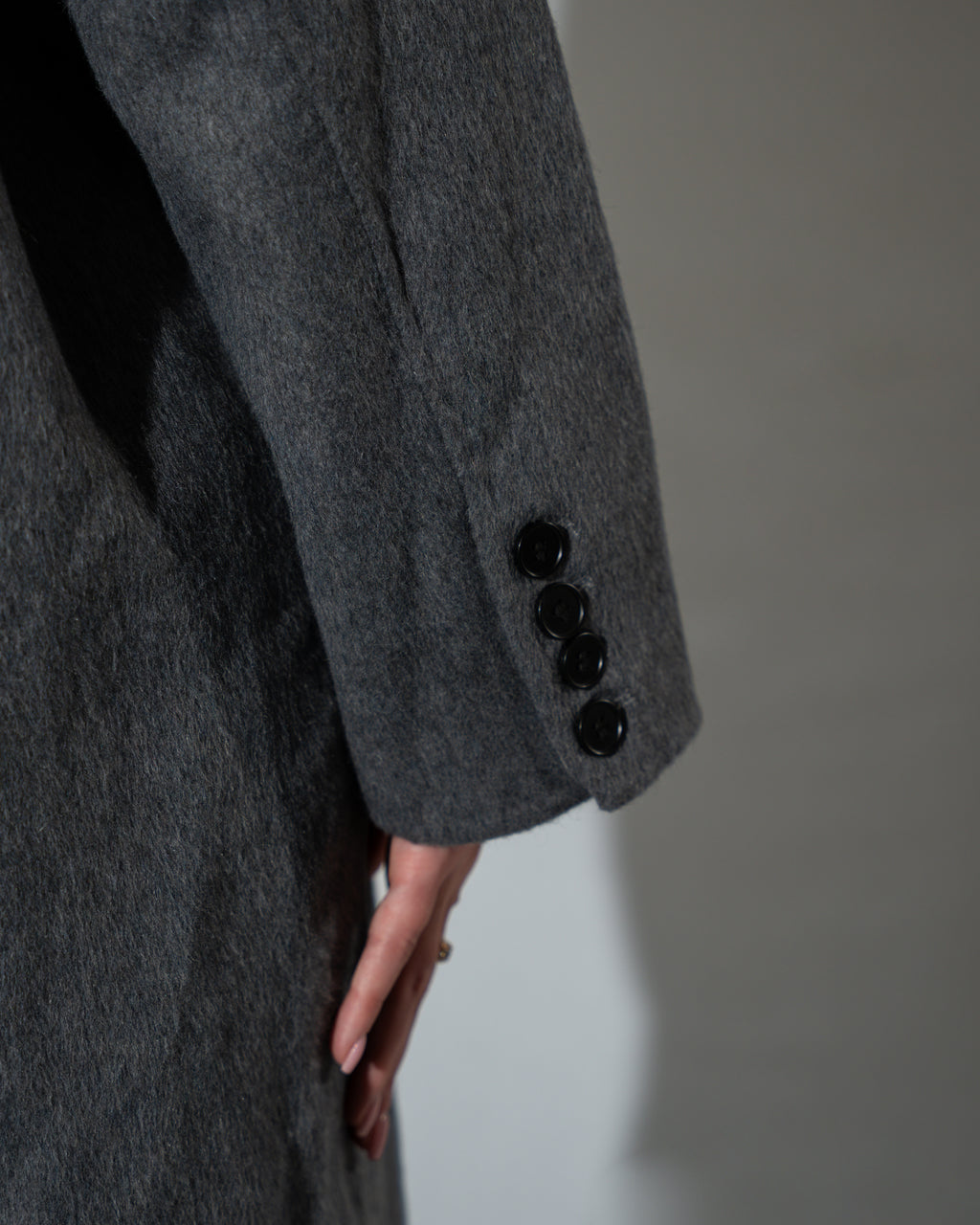 Women's Oversized Double-Breasted Wool Coat - Long Grey Winter Jacket