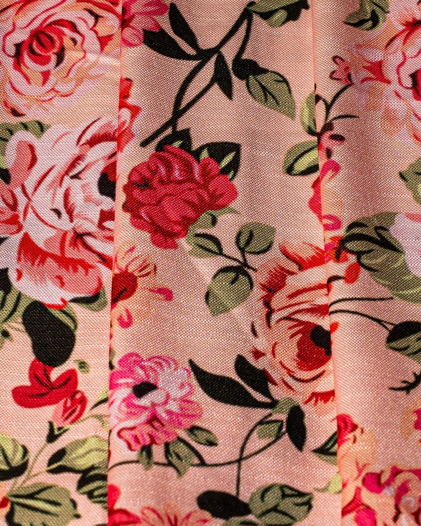 Pink Rose Print Midi Dress - Sleeveless