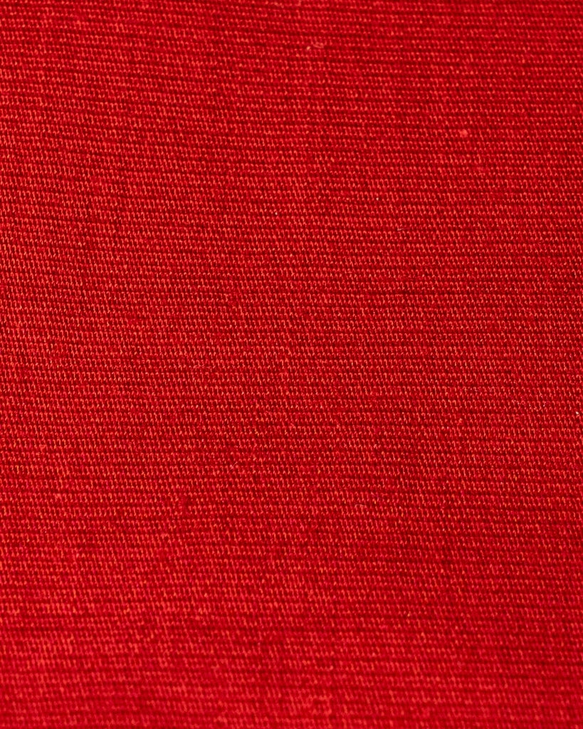 Red Plain Midi Dress - Puff Sleeves