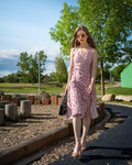 Light Pink Small Flower Midi Dress - Sleeveless