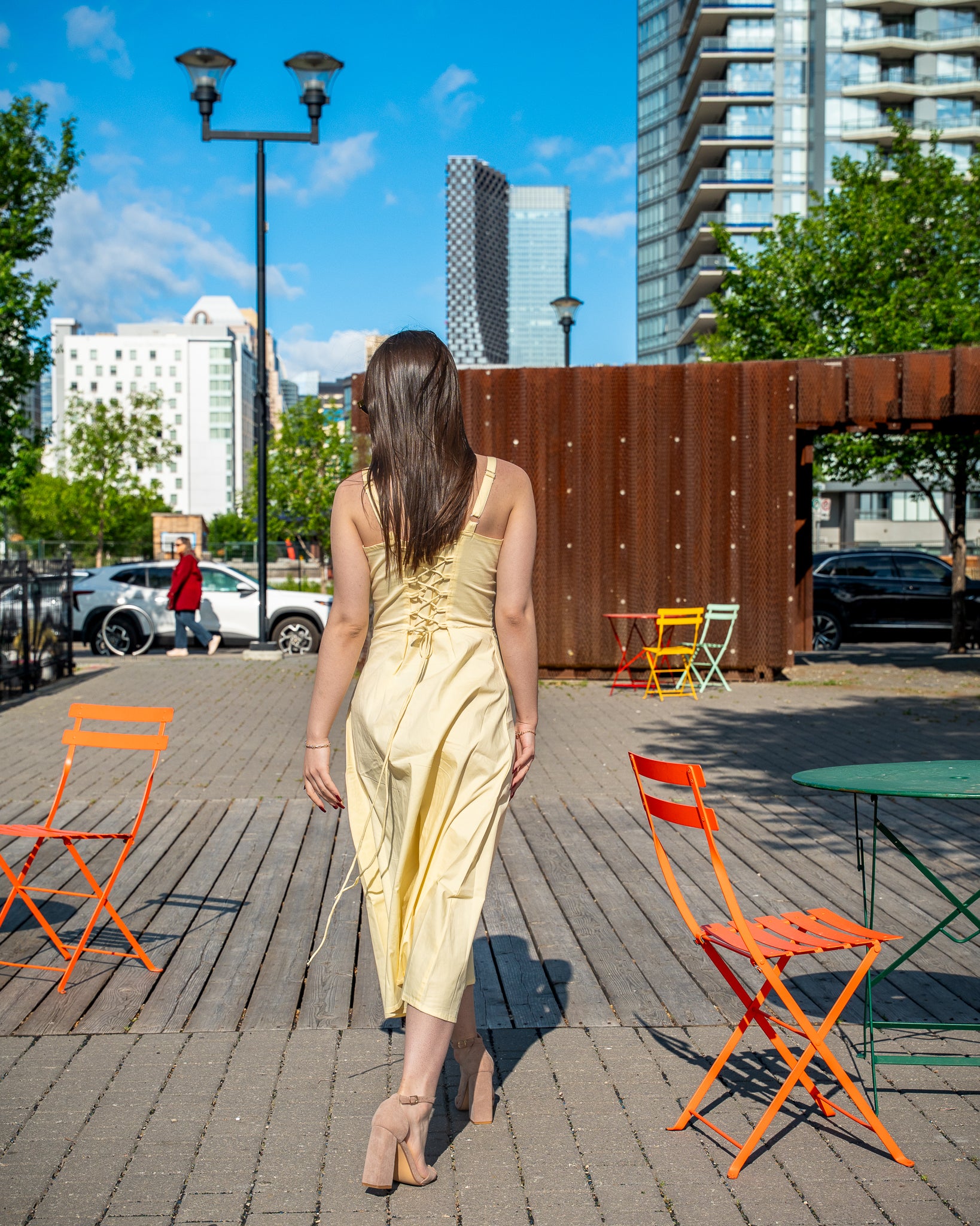 Yellow Plain Bustier Sundress - Sleeveless