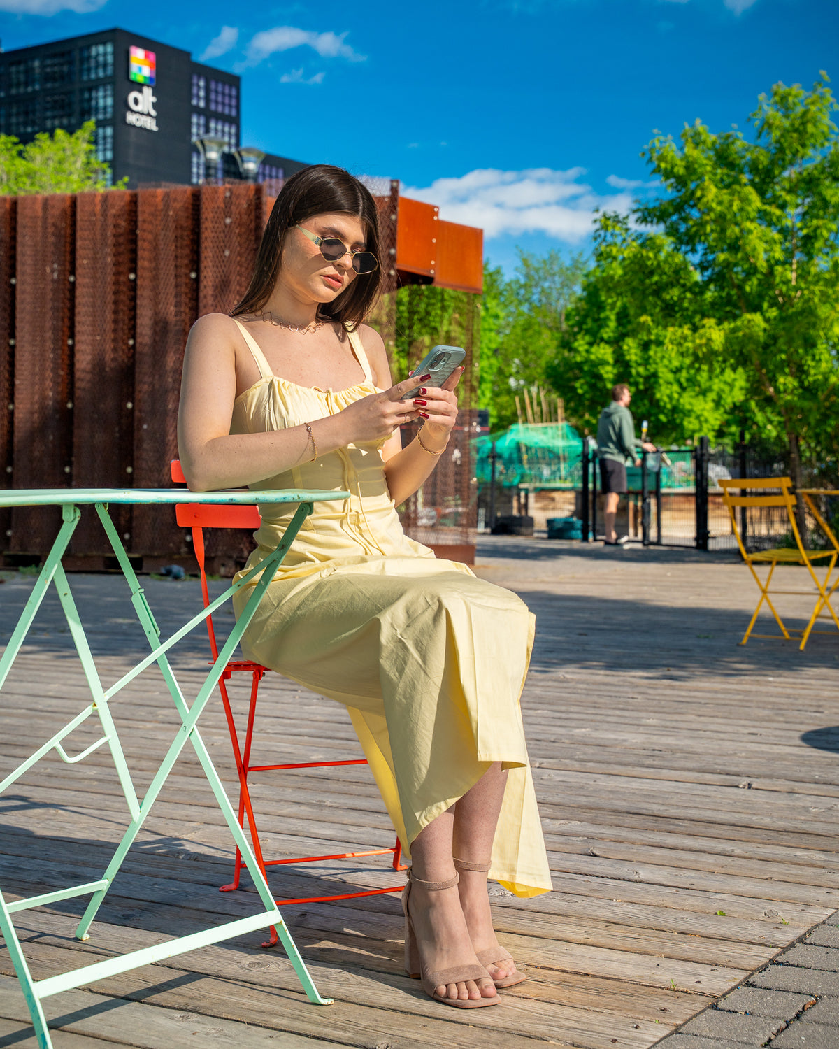 Yellow Plain Bustier Sundress - Sleeveless