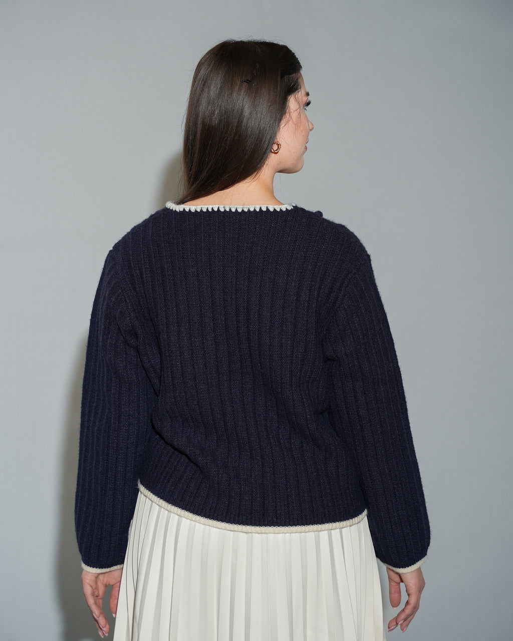 Beige Rose Embroidery Cropped Cardigan Sweater