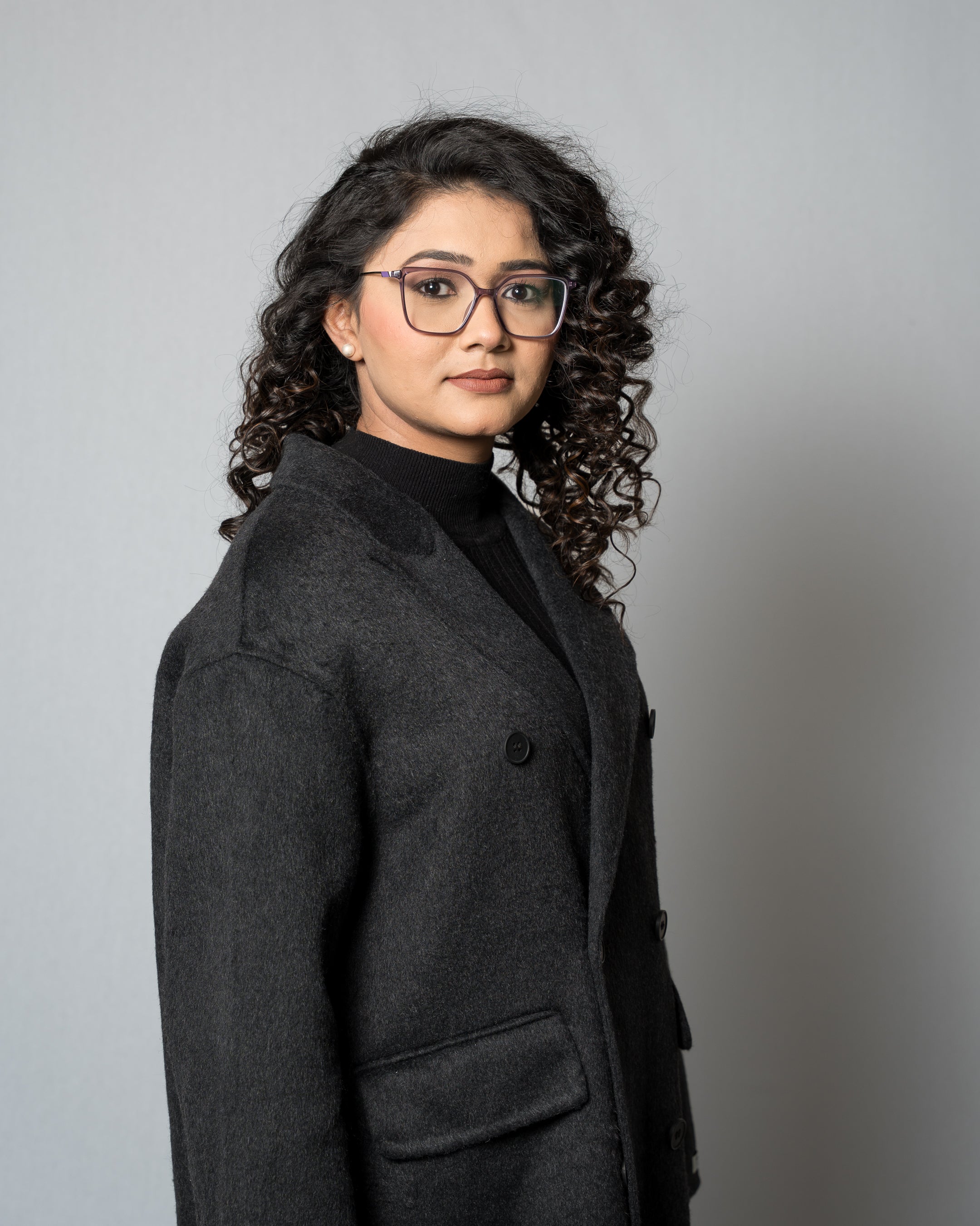 Women's Oversized Double-Breasted Wool Coat - Long Black Winter Jacket