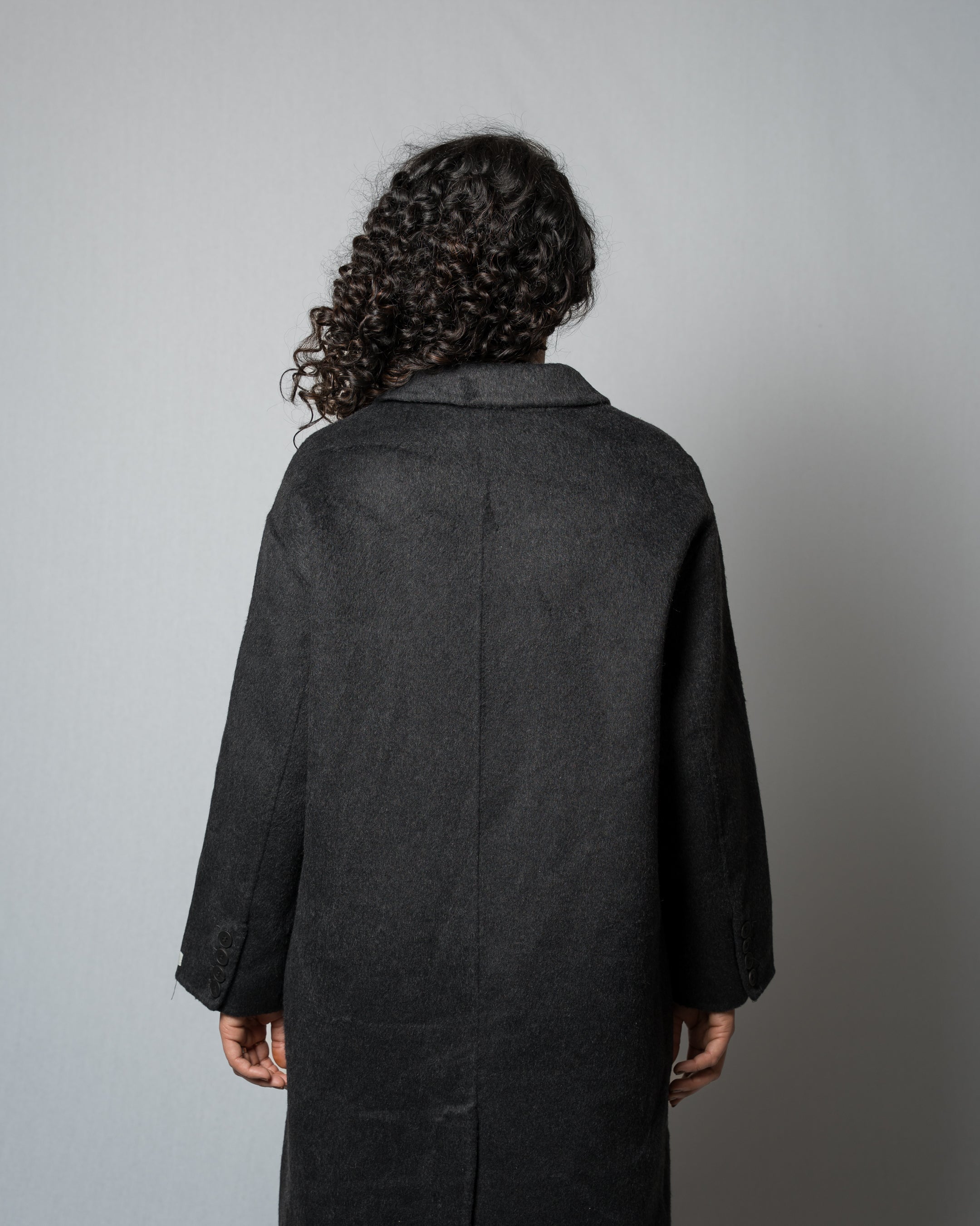 Women's Oversized Double-Breasted Wool Coat - Long Black Winter Jacket