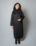 Women's Oversized Double-Breasted Wool Coat - Long Black Winter Jacket