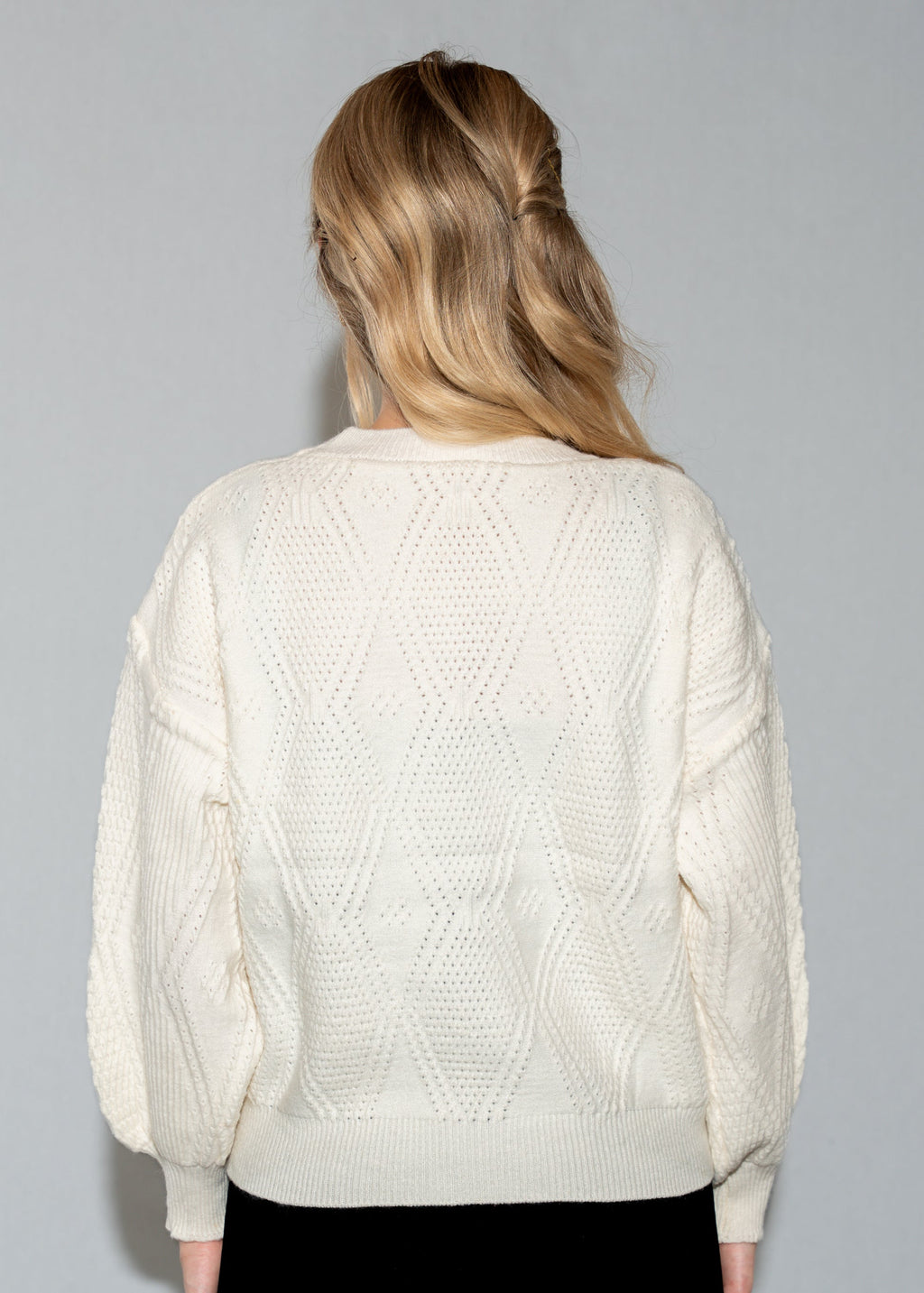 Beige 3D Heart Pattern Sweater