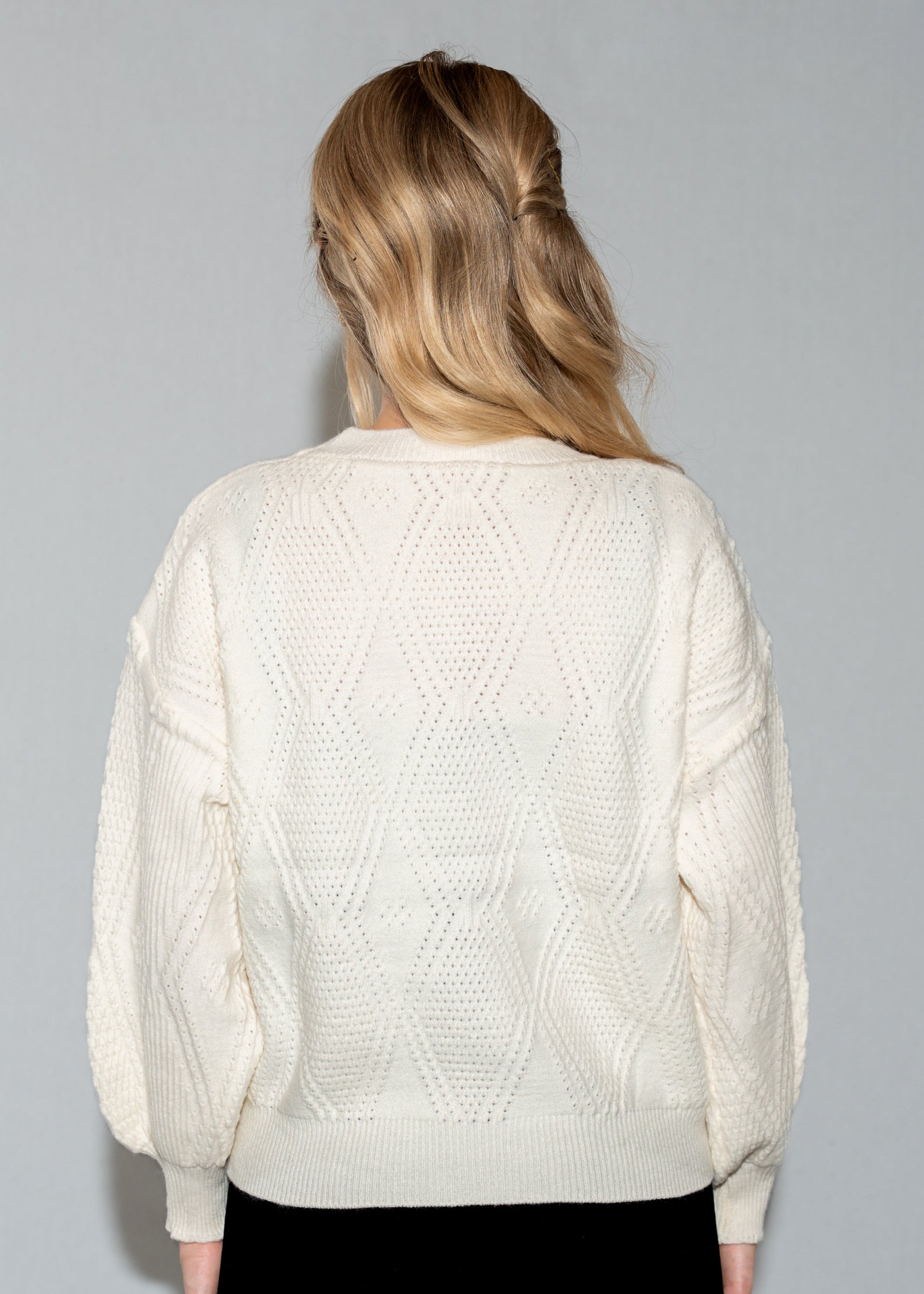 Beige 3D Heart Pattern Sweater